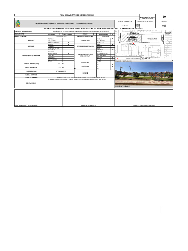 Ficha de Inventario 060 | PDF | Bienes raíces