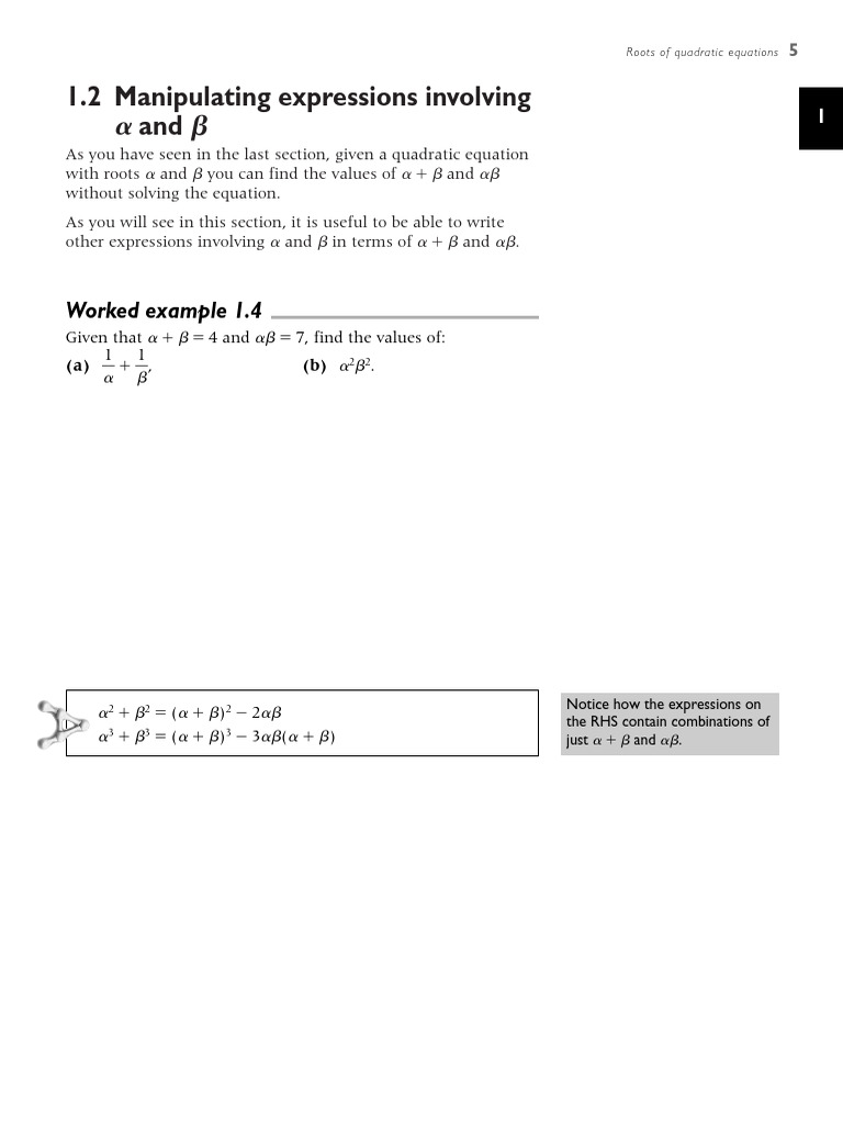 Roots and Coefficients of Quadratics | PDF | Equations | Quadratic Equation