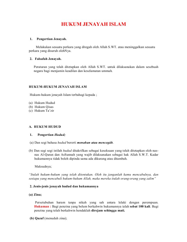 Hukum Jenayah Islam Pdf