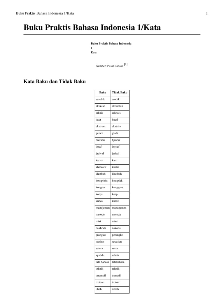 Buku Praktis Bahasa Indonesia 1 Kata