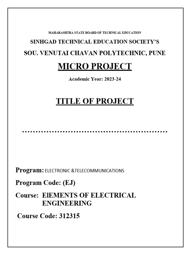 Micro Project Format Eee-1 | PDF