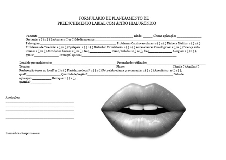 Planejamento Preenchimento Labial | PDF | Ciências e Matemática