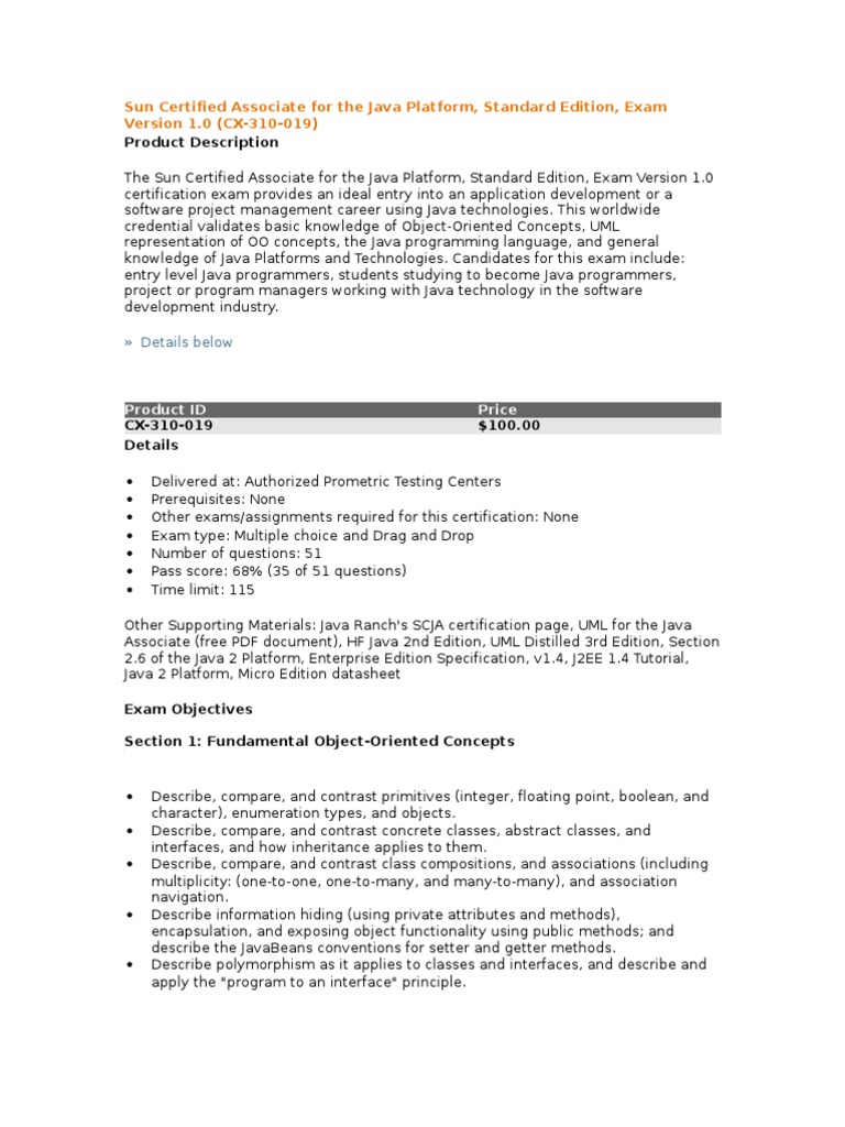 Product Description: Sun Certified Associate For The Java Platform ...