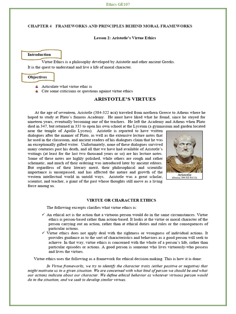 Aristotle S Virtue Ethics Pdf Virtue Virtue Ethics