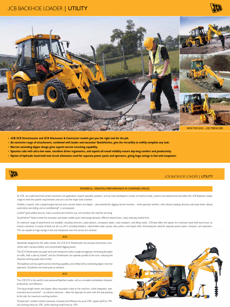 JCB Backhoe Loader Specifications | PDF | Loader (Equipment) | Horsepower