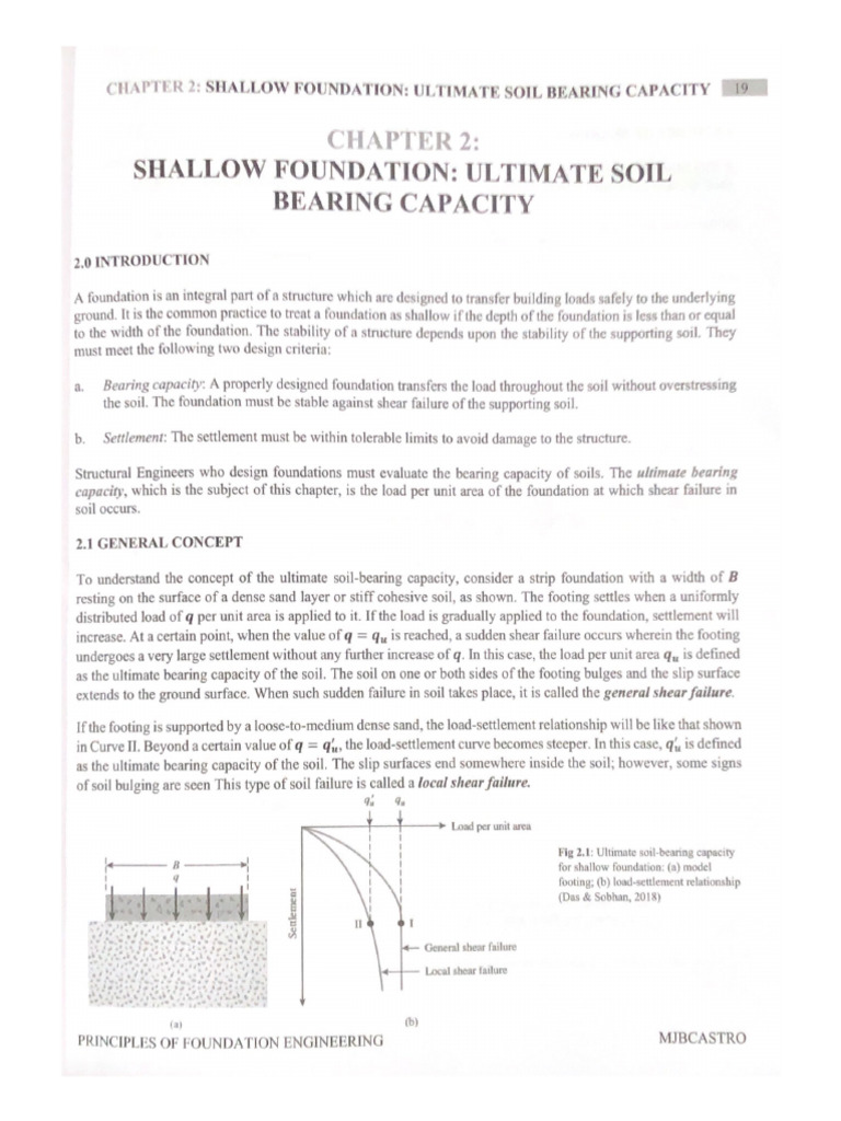 Chapter 2 Shallow Foundation Ultimate Soil Bearing Capacity | PDF
