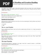 Unit 6. File I/O Handling and Exception Handling: Reading Keyboard Input