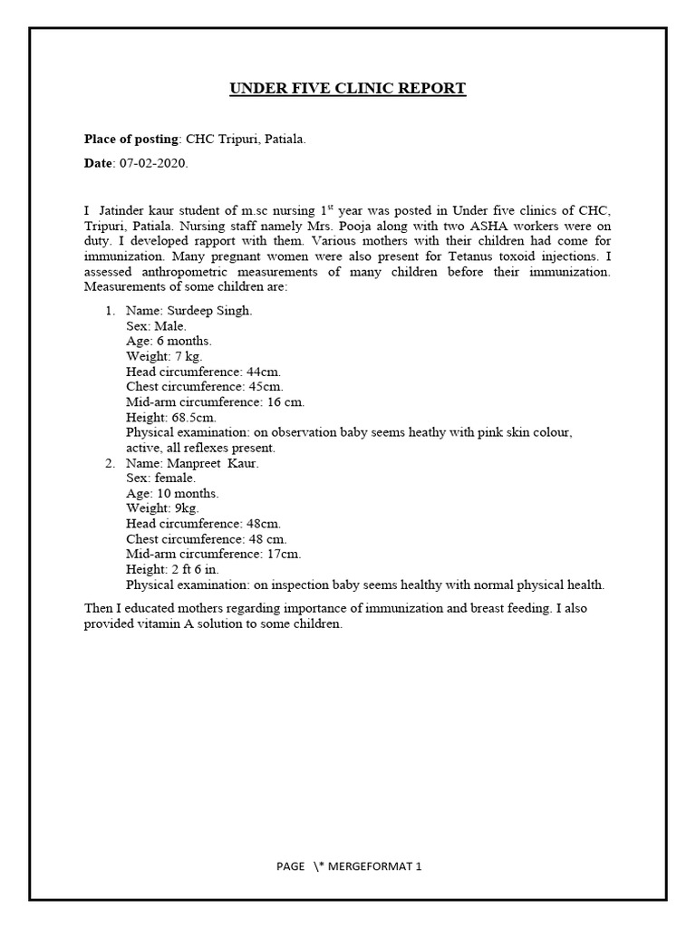 CORRECT UNDER FIVE CLINIC REPORT | PDF