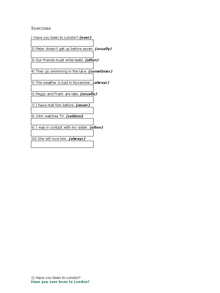 Adverbs of Frequency Exercises PDF | PDF | Language Arts & Discipline