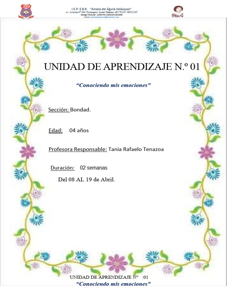 UNIDAD DE APRENDIZAJE N°01 Corregido | PDF | Las emociones ...