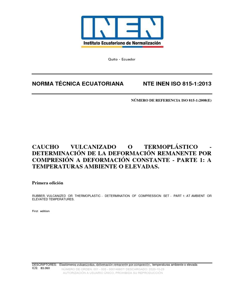Norma ISO 815-1: Deformación por Compresión | PDF | Organización ...