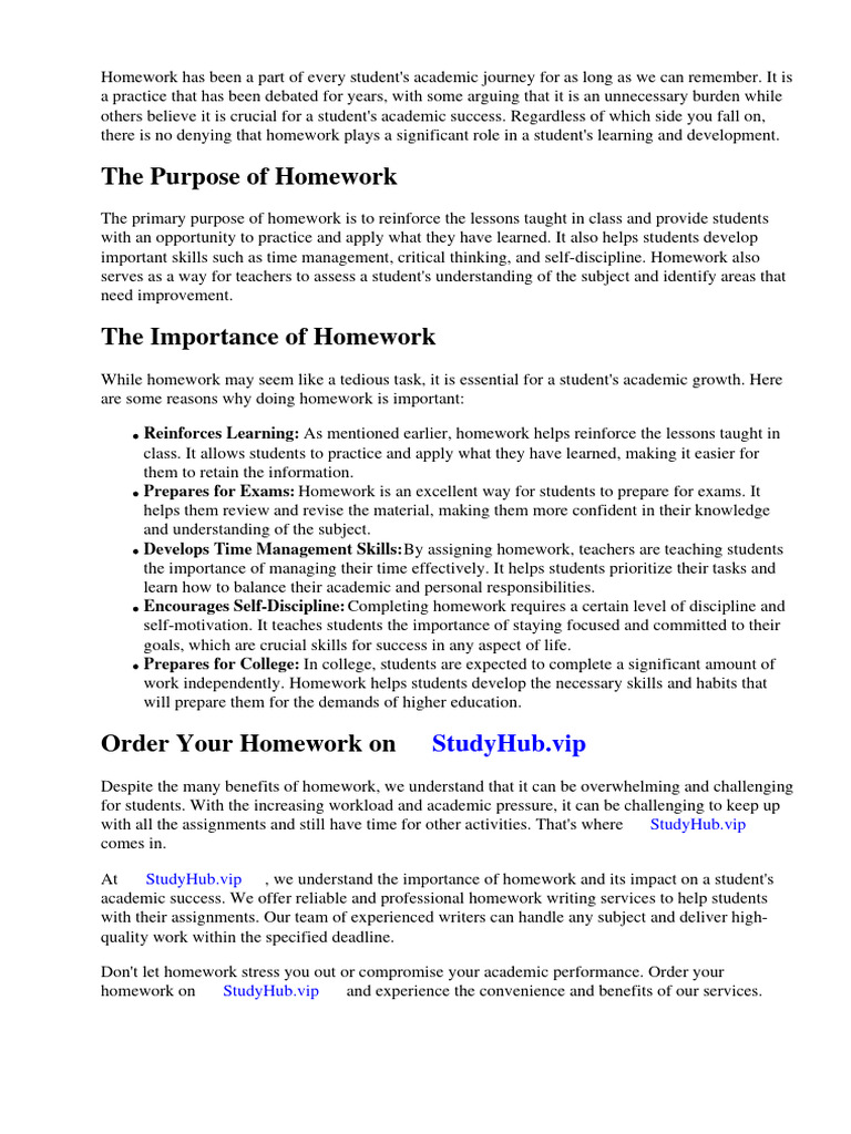 Reasons Why Doing Homework Is Important | Download Free PDF | Homework