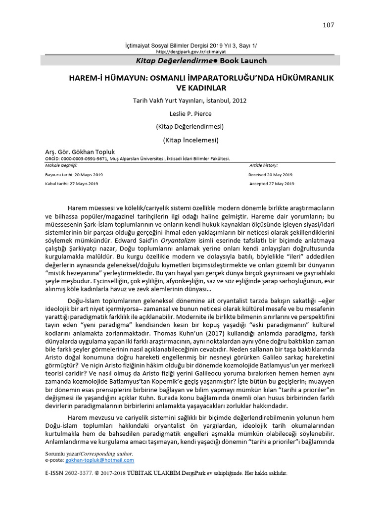 Harem I Humayun Osmanli Imparatorlugunda | PDF