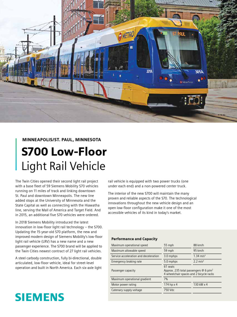 Siemens S700 Light Rail Overview | PDF | Light Rail | Transport