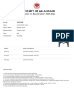 University of Allahabad: Admit Card For Examination 2023-2024