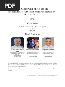 13 Exam Guide - MCQs - A.D. Cost Recruitment Under ICoAS-2022 V.1
