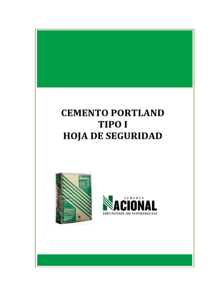 Hoja de Seguridad Cemento Portland Tipo I | PDF | Cemento | Toxicidad