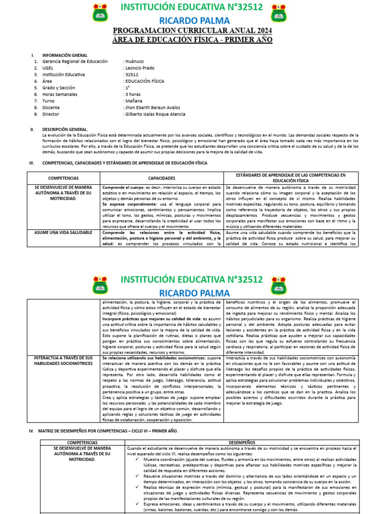 Educación Física 1 Año Pdf Evaluación Enseñando