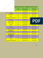 Horario Clases Virtuales Viernes 10 de Julio