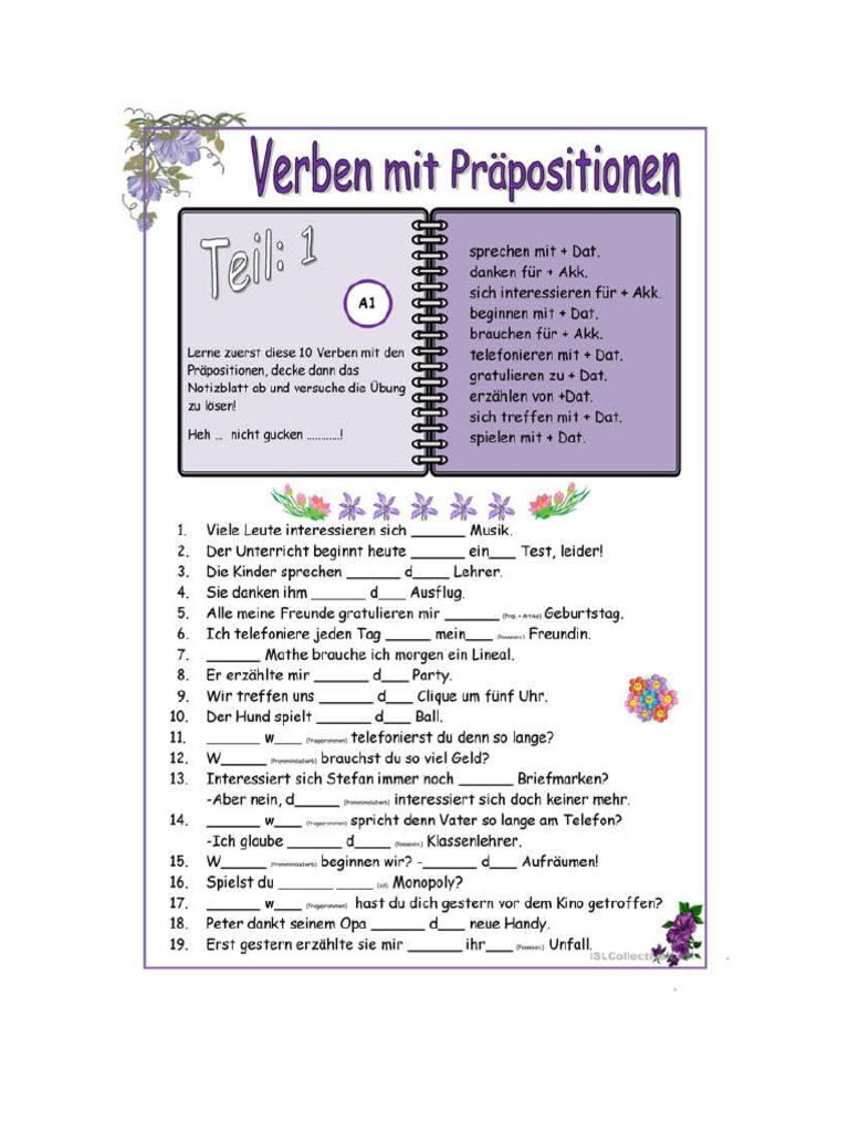 Verben Mit Präp. Übungen | PDF