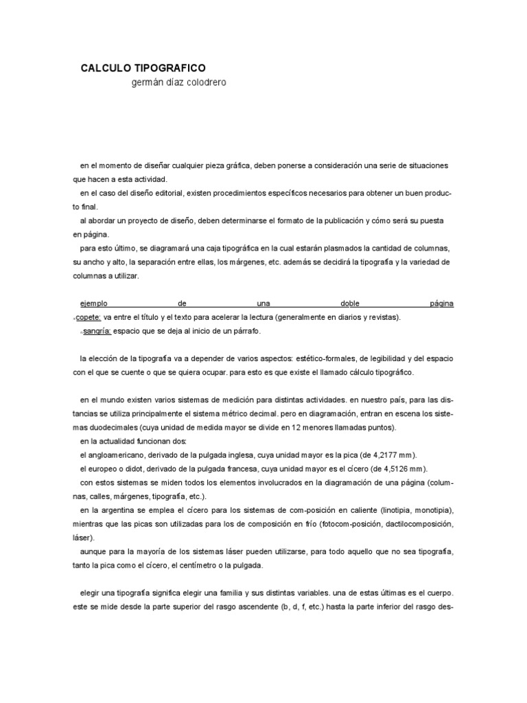 Cálculo Tipográfico | PDF | Tipografía | Diseño de página