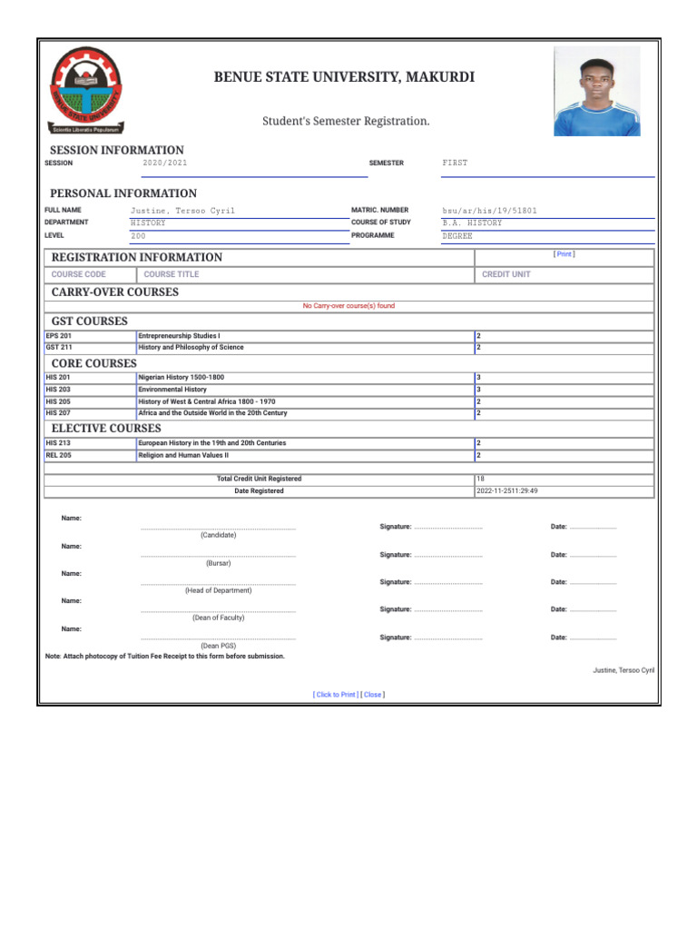 BSU Semester Course Registration Form | PDF | Science | Liberal Arts ...