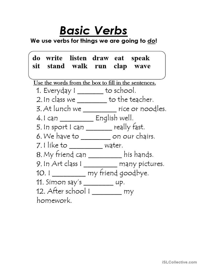 Basic Verbs for Young Learners | PDF | Language Arts & Discipline