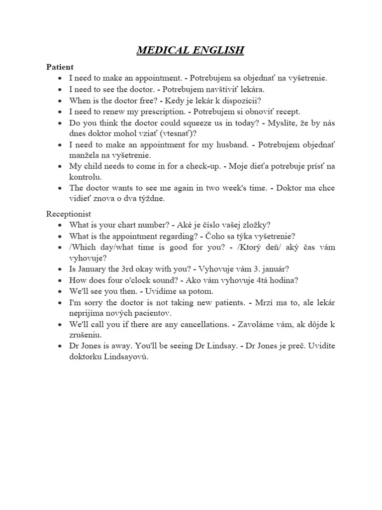 Medical English Vocabulary PDF