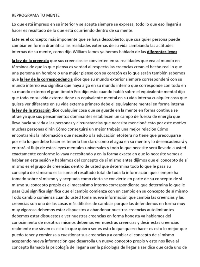 Reprograma tu mente para el cambio | PDF | Mente | Pensamiento