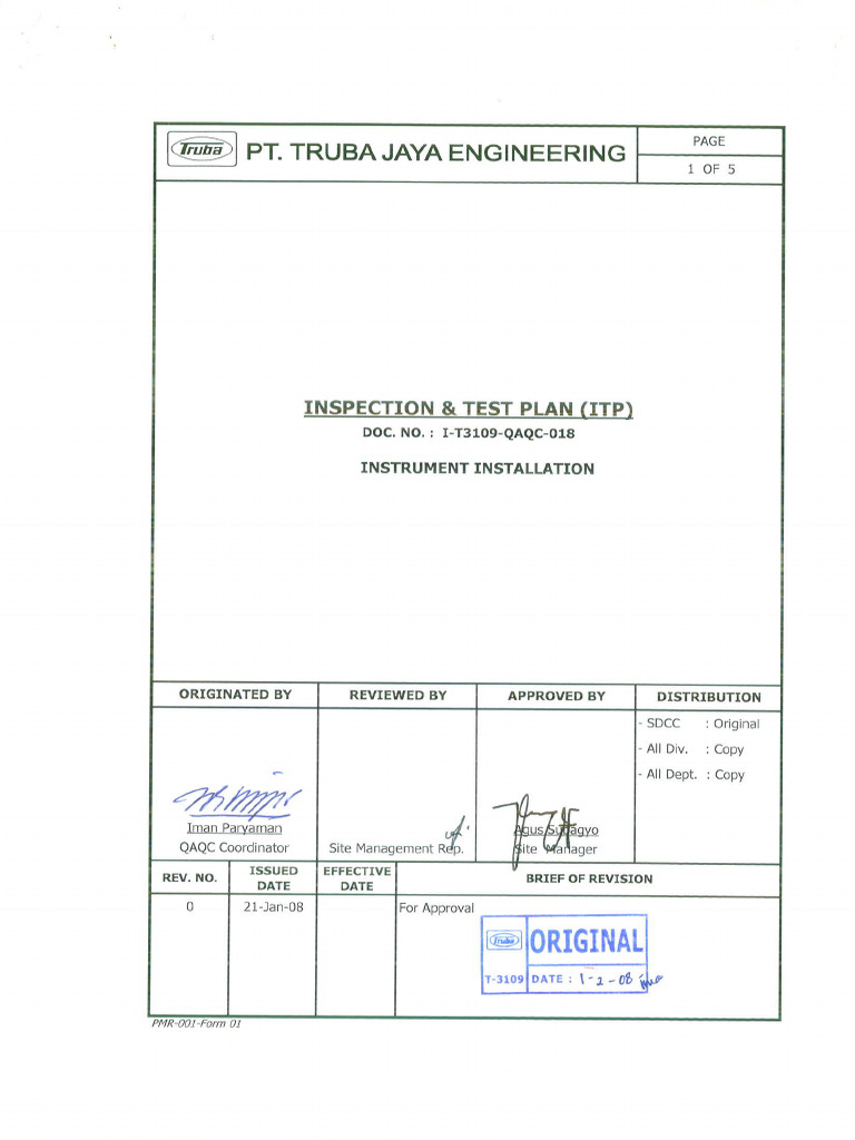 I-T3109-Qaqc-018 Field Inspection - Test Plan Instrument Installation ...