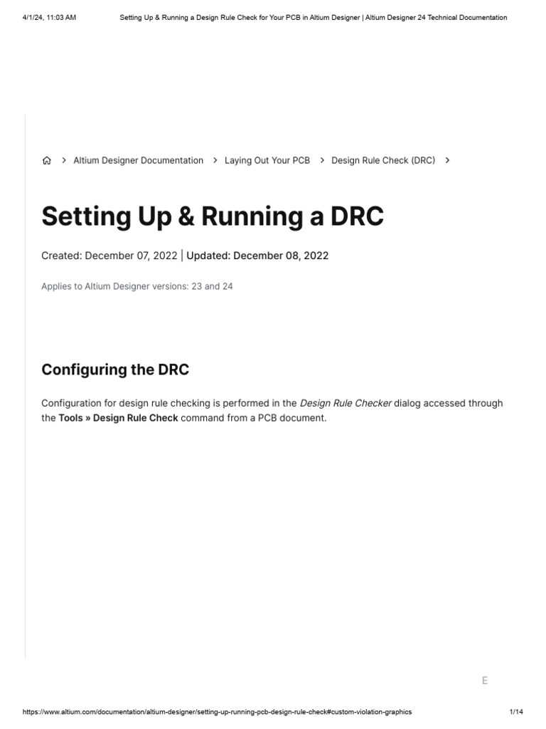Setting Up & Running a Design Rule Check for Your PCB in Altium