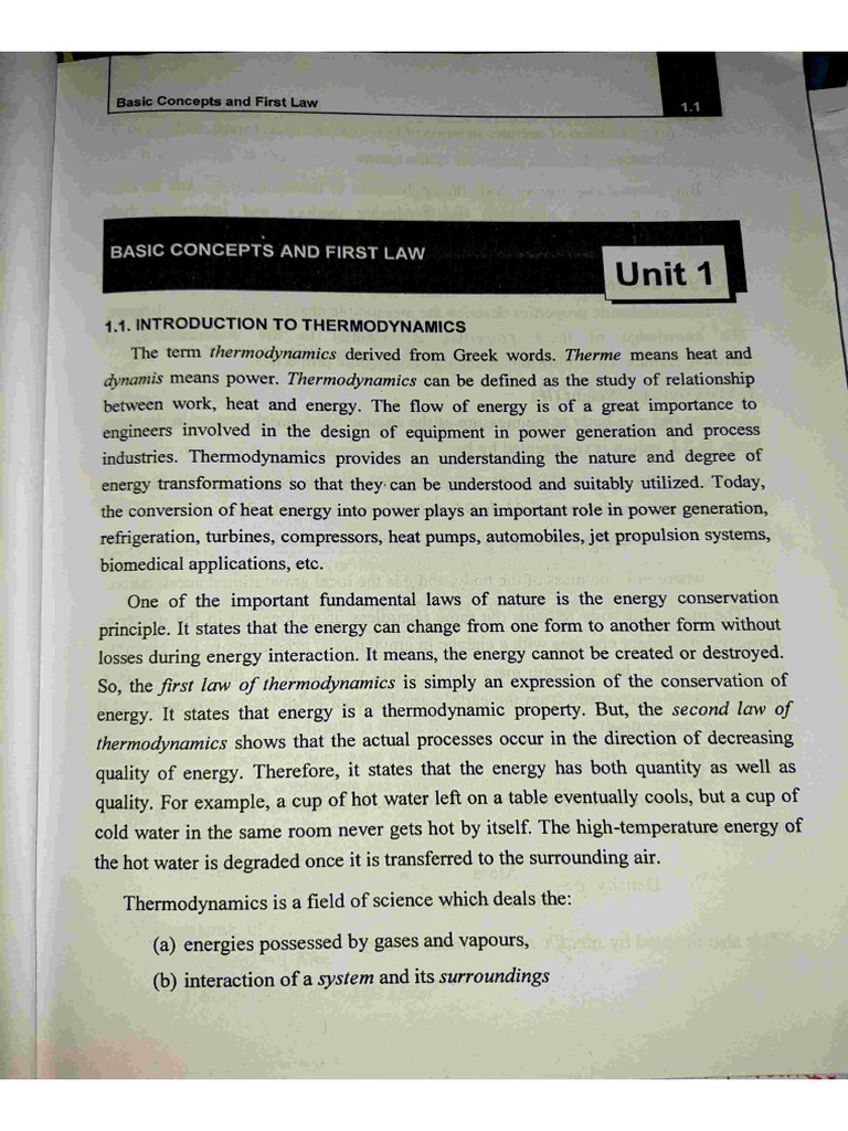Unit 1 Thermodynamics Pdf
