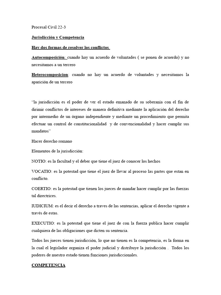Jurisdicción y Competencia en Procesal Civil | PDF | Jurisdicción | Ley ...