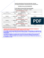 Time Table For Summer 2024 Theory Examination