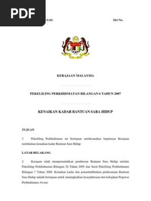 Kenaikan Kadar Bantuan Sara Hidup 2007 Pdf