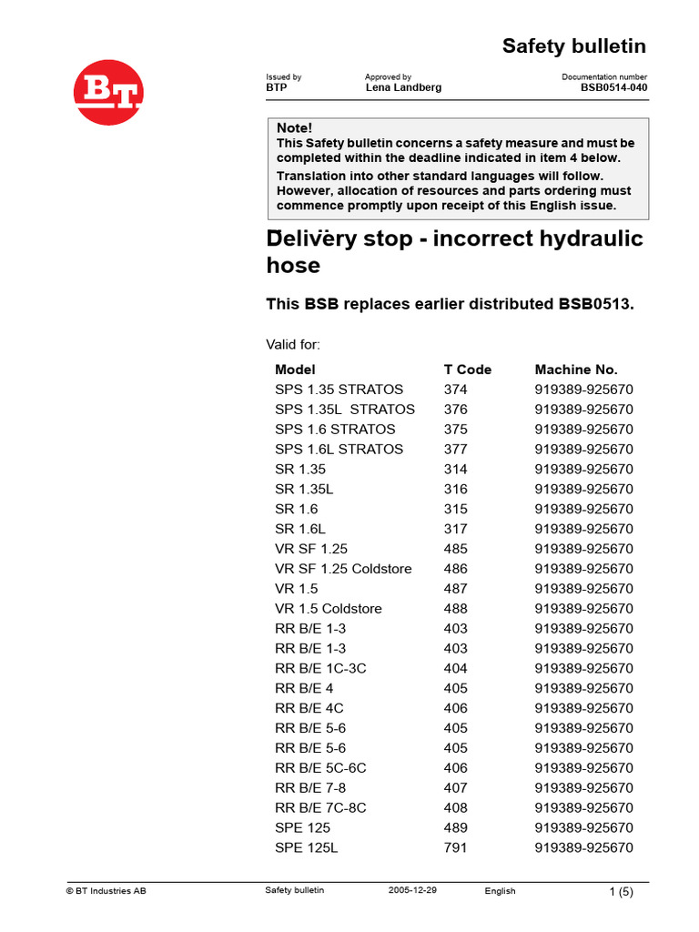 Hydraulic Hose Safety Bulletin | PDF