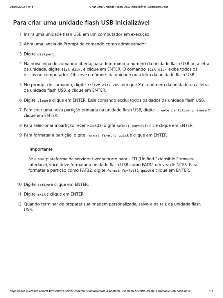 Criar uma unidade flash usb inicializ vel microsoft docs pdf