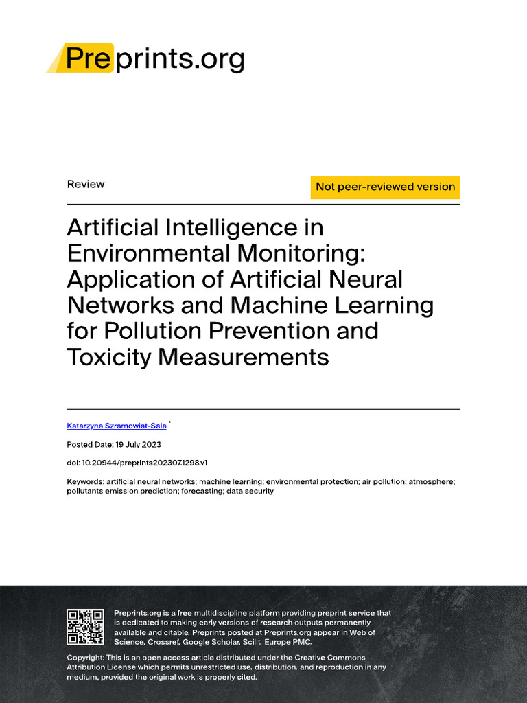 Artificial Intelligence In Environmental Monitorin Download Free Pdf