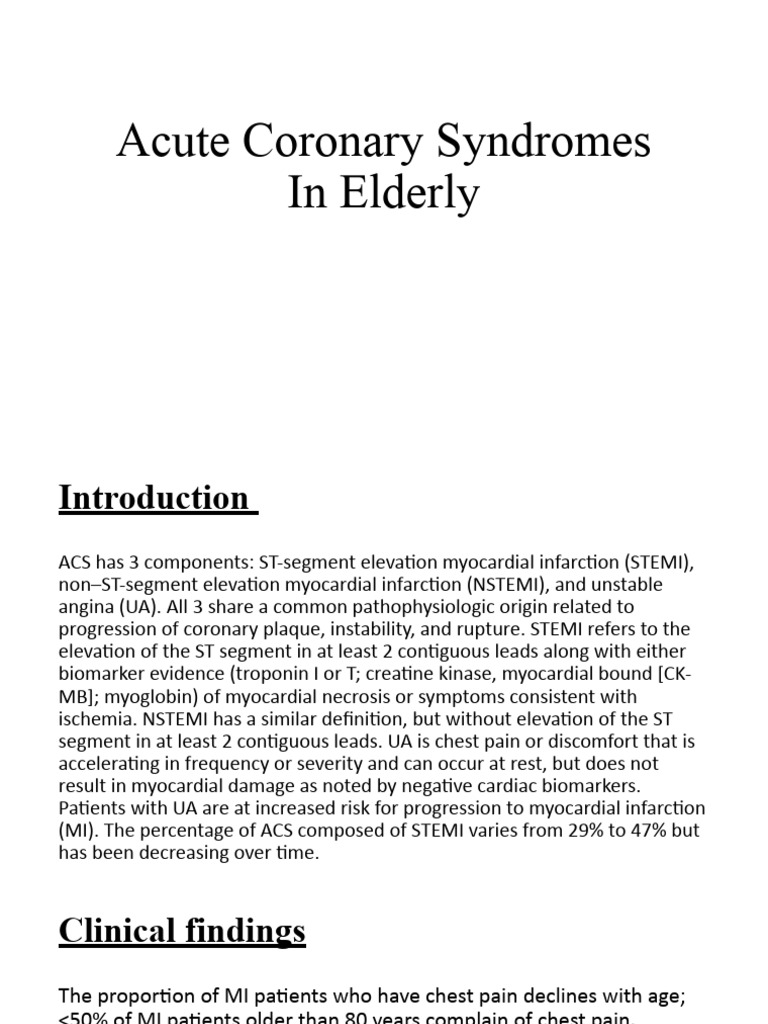 Acute Coronary Syndromes in Elderly | PDF | Myocardial Infarction ...