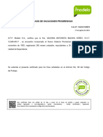 Certificado de Vacaciones Progresivas AFPModelo