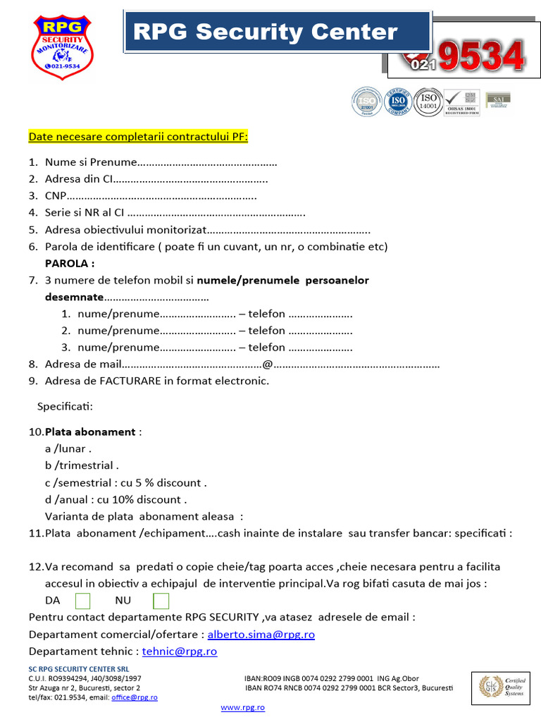 Fisa Date Clienti Persoane Fizice | PDF