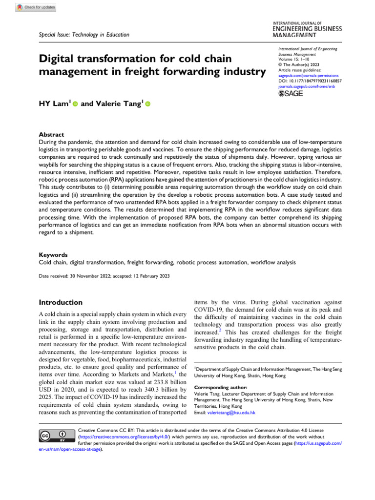Cold Chain Automation in Logistics | PDF | Automation | Logistics