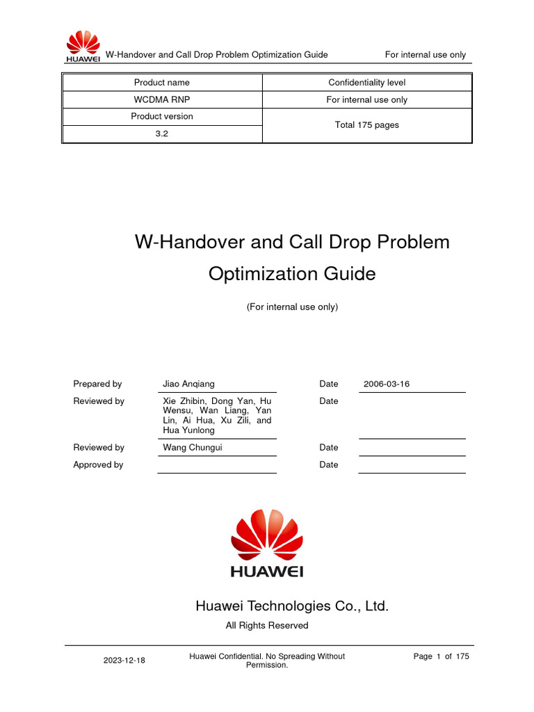 W-Handover and Call Drop Problem Optimization Guide-20070821-A-3.2 ...