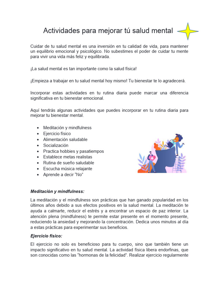 Actividades Diarias para Salud Mental | PDF | Mente | Meditación