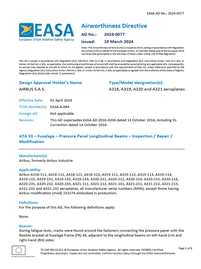 Airbus A320 Family Fuselage Inspection Directive | PDF | Airbus | Aircraft