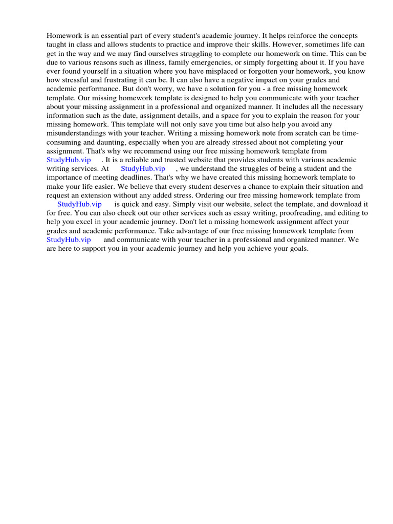 Free Missing Homework Template PDF Homework Safari (Web Browser)