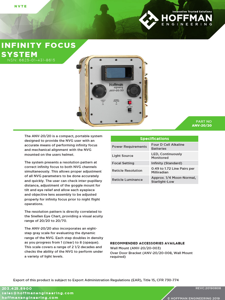 ANV-20/20 NVG Infinity Focus System | PDF | Visual Acuity | Optical Devices
