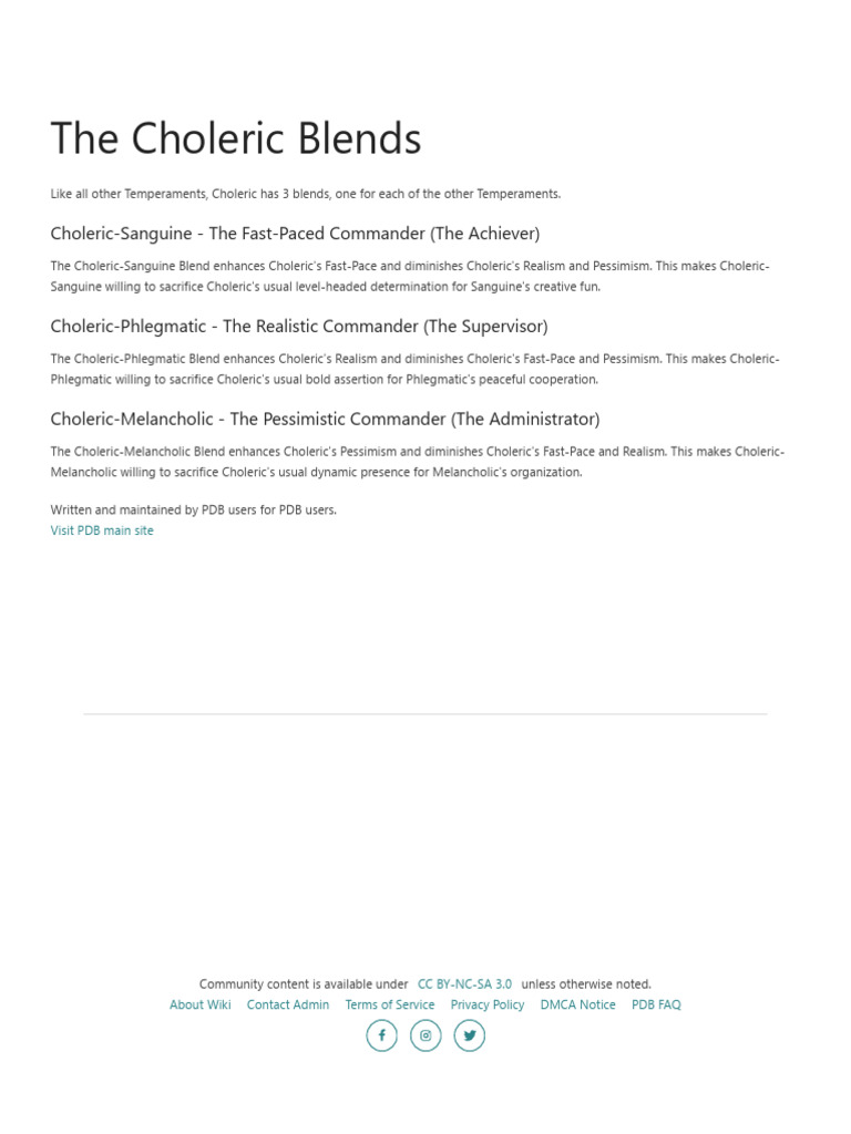The Choleric Blends Wiki - Personality Database | PDF | Self ...