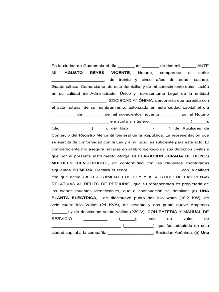 Declaracion Jurada de Bienes Muebles Identificables | PDF