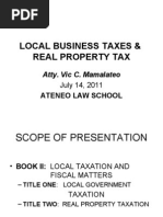 Local Business Taxes & Real Property Tax: Atty. Vic C. Mamalateo